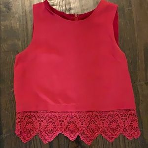 Cute red tank top with lace bottom